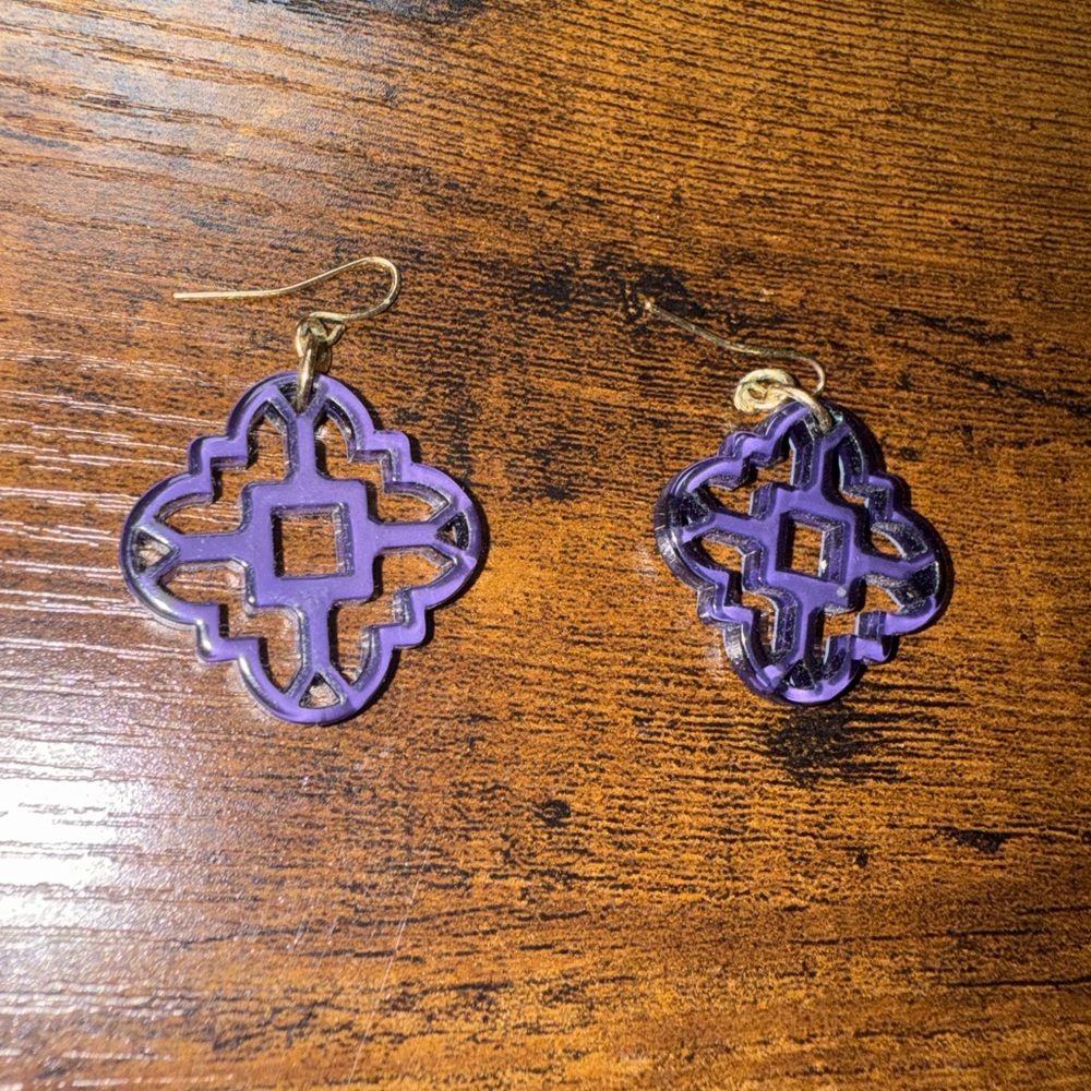 Zenzii Purple Acrylic Geometric Earrings